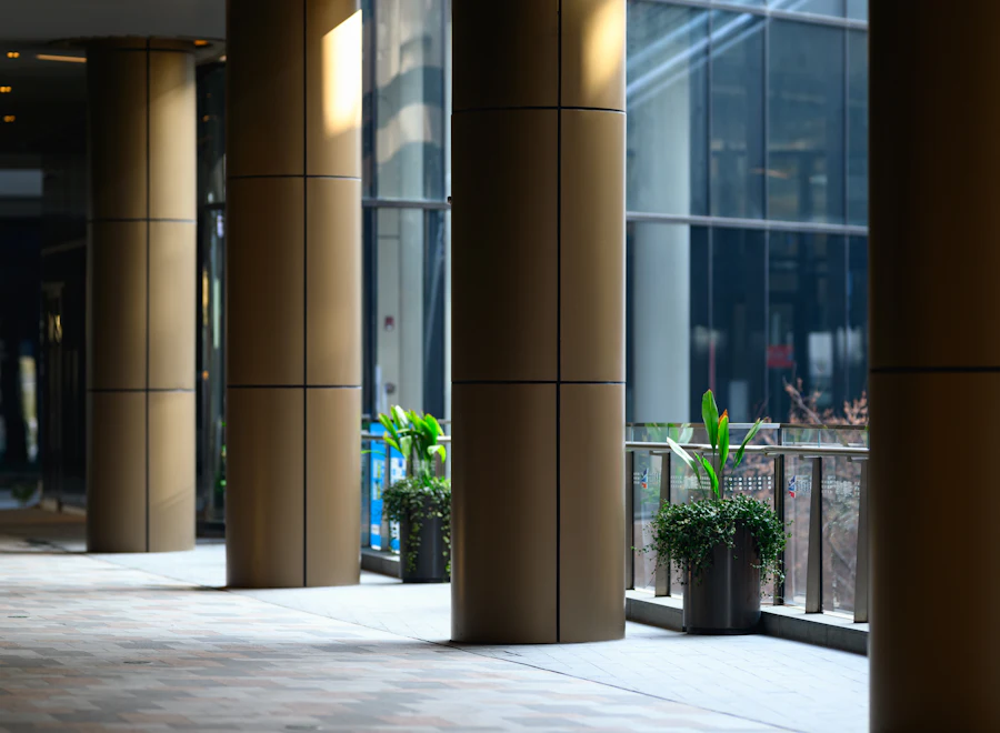 Lobby and shared space in a commercial office building
