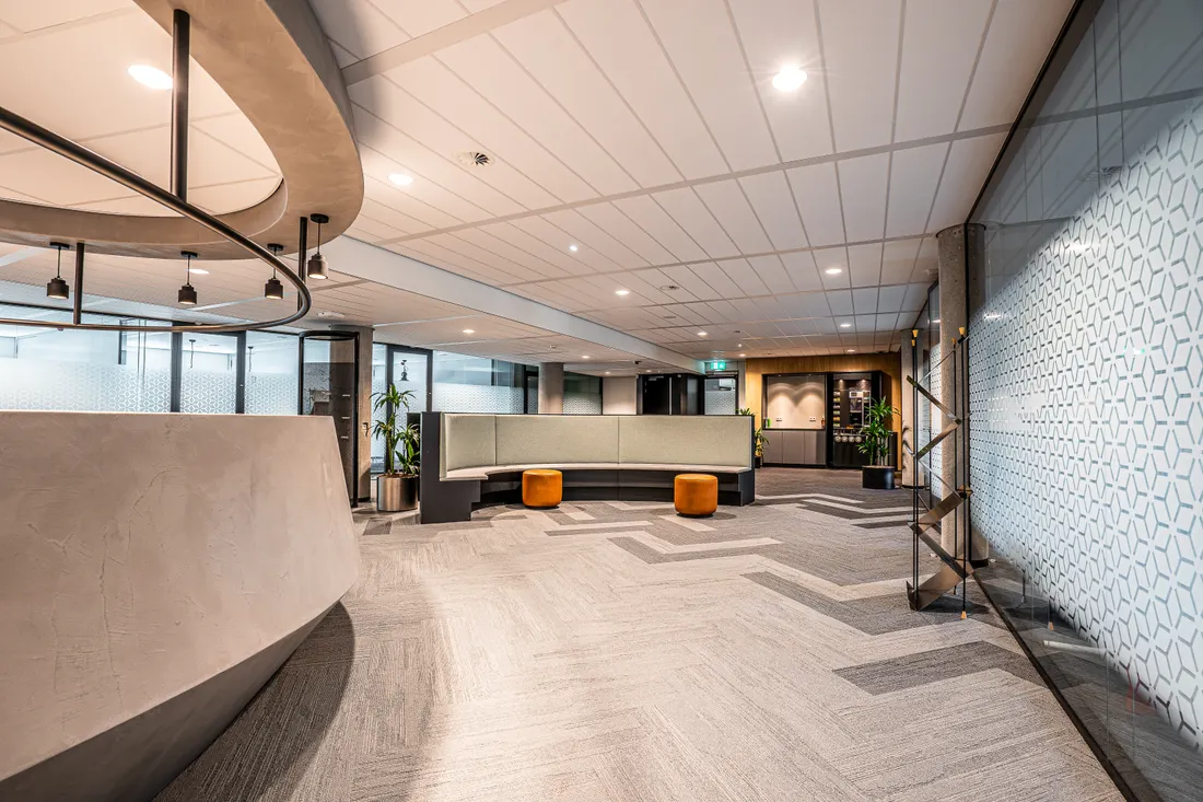 Reception area in a modern commercial office